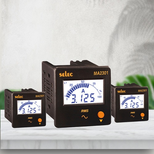 Selec MA2301(72x72) Đồng hồ tủ điện dạng LCD đo điện 3 pha có % tải